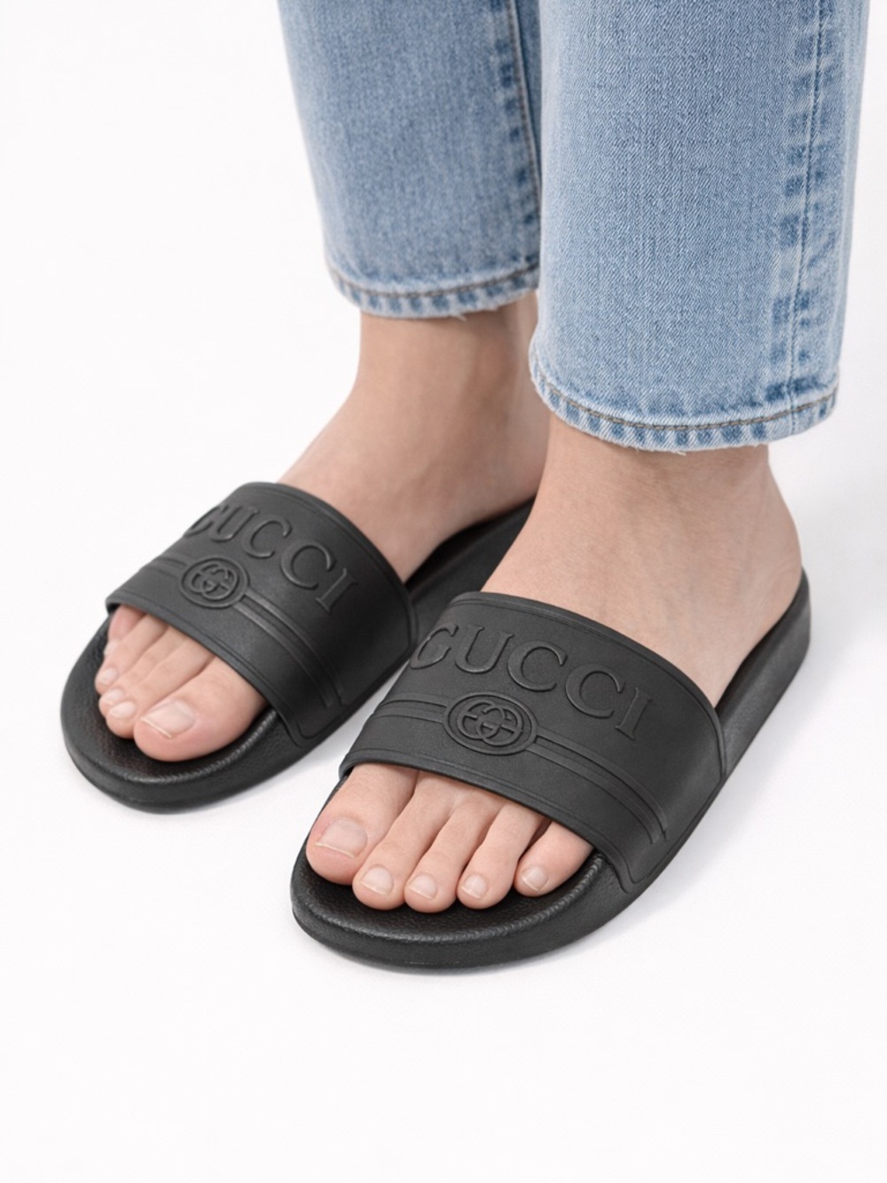 GUCCI Black Rubber Slides Size 41 Authentic - Picture 2 of 4